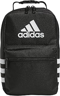 adidas Santiago Lunch Bag Cooler for Women and Men, Insulated Food Container Box with Mesh Pocket, Black/White, One Size
