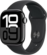 Apple Watch Series 10 [GPS, 46mm] - Jet Black Aluminum Case with Black Sport Band, M/L (Renewed)
