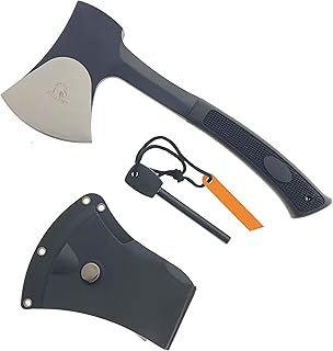 Sponsored Ad - K-Musculo Otakumod 11" Tactical Ranger Axe. Hatchet. Stainless Steel Blade with Hard Cover. for Outdoor Camping - Hiking to Cut Branches, Make Fire. EDC Tasks (Black-Fire Starter)