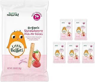 Little Bellies Organic Strawberry Pick-Me Sticks Baby Snack (Pack of 5 x 0.56 oz Individual Packs)