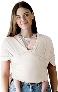 snuggle me Baby Wrap | Hands-Free Baby Wraps Carrier, Easy-Tie Baby Sling Carrier, Baby Carrier Wrap with Organic Cotton, Baby Wearing Wrap for Newborns from 0 to 18 Months (7-35 lbs) - Natural