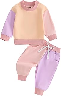Toddler Baby Girl Clothes 3 6 9 12 18 24 Months Fall Outfits Solid Long Sleeve Sweatshirt Tops + Pants Set