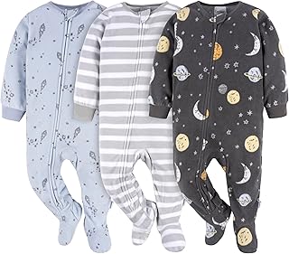 baby-boys Flame Resistant Fleece Footed Pajamas 3-pack