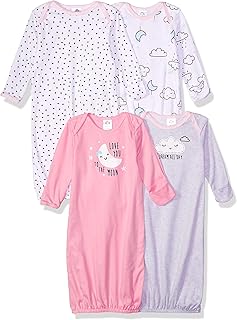 Unisex Baby Boy and Girls 4-Pack Sleeper Gown Clouds 0-6 Months
