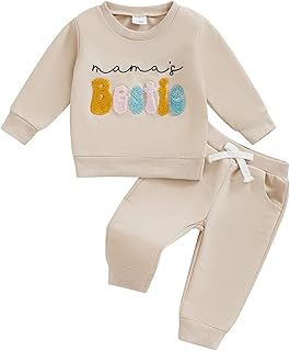 Toddler Baby Girl Fall Winter Clothes Embroidered Letter Graphic Crewneck Sweatshirt + Joggers Pants Outfits Set