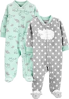 unisex-baby 2-pack Neutral Fleece Footed Sleep and Play