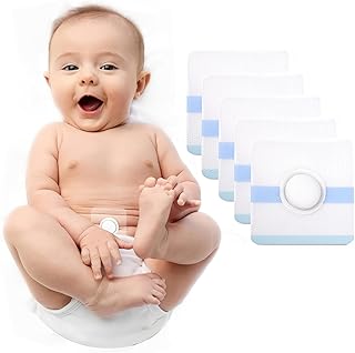 Belly Button Shaper with Waterproof Cotton Pads(5 Pieces),Baby Belly Band,Baby Belly Button Band,Baby Belly Button wrap 8×8cm