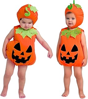 Spooktacular Creations Halloween Baby Pumpkin Costume, Pumpkin Costume Toddler Outfit with Hood for Halloween Dress up party