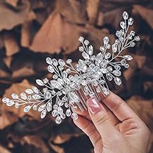 Unicra Silver Bride Wedding Hair Comb Rhinestone Bridal Headpiece Crystal Hair Accessories Hair Piece Jewelry for Women and Girls (A-Silver)