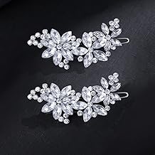 Crystal Flower Bridal Hair Clips(2 packs)Rhinestone Wedding Hair Clips For Brides