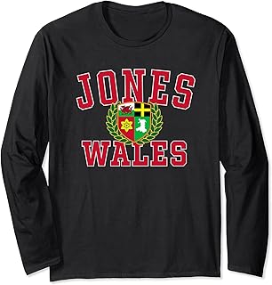 Welsh Surname Jones Wales Crest Long Sleeve T-Shirt