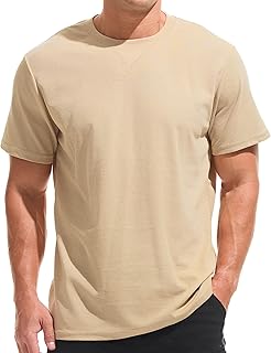 Sponsored Ad - Men's Mini Waffle Knit Crew Neck T-Shirt - 190gsm Ultra-Fine Textured Cotton Tee - 1mm Micro Grid Breathable Top