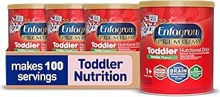 Premium Toddler Nutritional Drink, Vanilla Flavor, Omega-3 DHA for Brain Support, Prebiotics & Vitamins for Immune Health, Powder Can, 32 Oz, Pack of 4