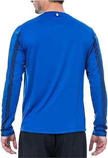 Men’s Long Sleeve Performance Tee (Medium, Royal Blue/Navy Stripe)