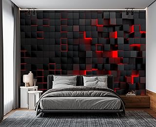 Sponsored Ad - Tech Red Blocks Wall Mural Wallpaper for Bedroom 103" x 69"