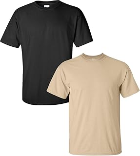 Men's Ultra Cotton T-Shirt, Style G2000, 2-Pack XL-Black+Tan