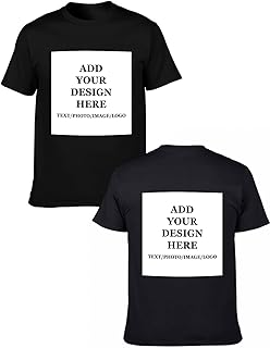 Sponsored Ad - Custom T Shirts for Men Women, Personalized Crewneck Unisex Tee with Text/Image/Logo Personalized Cotton Tee Printed Photo Front/Back Black,White
