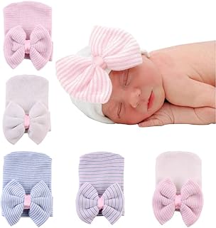 Sponsored Ad - Newborn Hospital Hat Infant Baby Hat Caps with Bow Soft Cute Nursery Beanie Hat