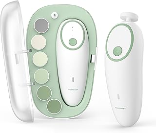 Sponsored Ad - Momcozy Baby Nail File Electric, Gentle Baby Nail Trimmer Electric, Baby Nail Clipper with Night Light, 7 Grinding Head Replacement Pads, Green