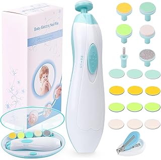 Baby Nail Trimmer Electric Nail File Baby Nail Clippers, 20 in 1 Safe Nail Filer Grinder Kit for Newborn Infant Toddler Kids or Adults Toes Fingernails Care Trim Polish, Led Light and Grinding Heads