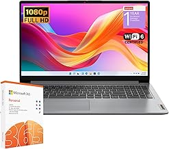 IdeaPad 1 Student Laptop, Intel Dual Core Processor, 20GB RAM, 1TB SSD + 128GB eMMC, 15.6" FHD Display, 1 Year Office 365, Windows 11 Home, Wi-Fi 6, Webcam, Bluetooth, SD Card Reader, Grey