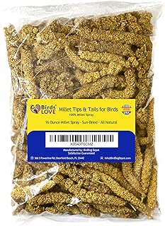 Birds LOVE Millet Tips & Tails for Birds - Parakeets, Cockatiels, Lovebirds, Finches, Budgies, Canaries, Cockatoos - Natural & Healthy Millet for Birds - Parakeet Food & Treats for All Parrots, 1lb