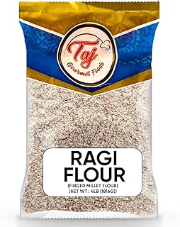 TAJ Premium Indian Ragi Flour, Finger Millet Flour, (4-Pounds (NEW))