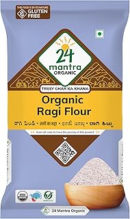 24 Mantra Organic Ragi Flour/Finger Millet/Nachni Flour - Chemical Free & Pesticides Free | Naturally Gluten-Free (500 G (Pack Of 1))