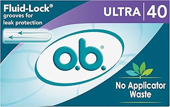 o.b. Tampons No Applicator, Fragrance-Free - 40ct | Applicator-Free Tampons Ultra, Feminine Care, ob Tampon Ultra, Period Products