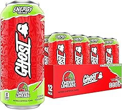 GHOST Energy Drink - 12-Pack, Cherry Limeade, 16oz - Energy & Focus & No Artificial Colors - 200mg of Natural Caffeine, L-Carnitine & Taurine - Gluten-Free & Vegan