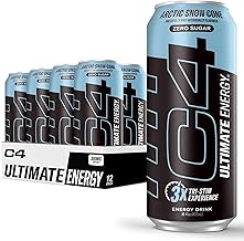 C4 Ultimate Sugar Free Energy Drink 16oz (Pack of 12) | Arctic Snow Cone | Pre Workout Performance Drink with No Artificial Colors or Dyes