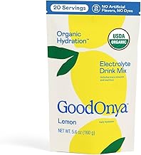 GOODONYA Organic Hydration Electrolyte Drink Mix, Certified Organic Hydration Powder, Non-GMO, Biochecked Glyphosate Free, Low Sugar, Lemonade Flavor, No Artificial Flavors, 20 Servings