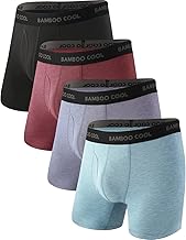 Sponsored Ad - BAMBOO COOL Men's Ultra Breathable Underwear,No Riding Up Boxer Briefs with ComfortFlexible Waistband,Multipack