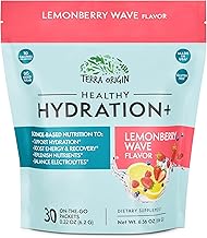 Sponsored Ad - TERRA ORIGIN Healthy Hydration+ Weekend Recovery | 30 Packets | Zero Sugar Powder Drink for Energy and Recovery | Lemonberry Wave