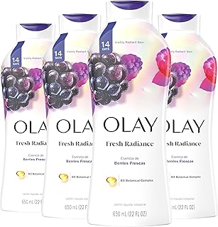 Body Wash for Women, Fresh Radiance, Refreshing & Renewing, Made with Plant Based Cleansers, B3 Botanical Complex, For All Skin Types, Fresh Berries Scent, 22 fl oz (Pack of 4)