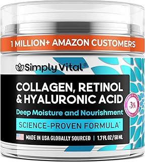 Collagen, Retinol & Hyaluronic Acid Cream - Anti-Aging Face Moisturizer for Face, Firming Skin Care Neck & Décolleté - Made in USA, Daily Moisturizer Face Cream Day & Night - 1.7 fl.oz.