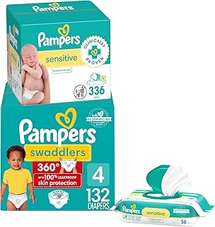 Swaddlers 360 Pull-On Diapers, Size 4, 132 Count, with Sensitive Baby Wipes, 4 Flip-Top Packs (336 Wipes Total) [Packaging May Vary]