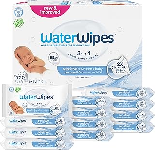 Sponsored Ad - Sensitive+ Newborn & Baby Wipes, 3-In-1 Cleans, Cares, Protects, 99.9% Water, Unscented & Hypoallergenic, 720 Count (12 Packs)