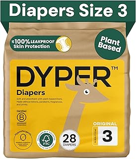 Sponsored Ad - Baby Diapers Size 3 (28 Count) - Plant Based Disposable Diapers for Day and Overnight Premium Leak Protection, Skin-Friendly Comfort with Soft Size 3 Diapers (16-28 lbs)