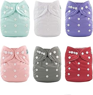 ALVABABY 6 Pack Cloth Diaper with 12 Inserts One Size Adjustable Washable Reusable Diaper Cover for Baby Girls and Boys