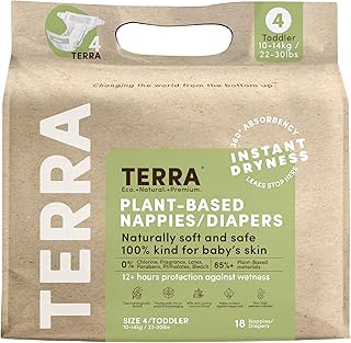 Sponsored Ad - Size 4 Diapers: 85% Plant-Based Diapers, Ultra-Soft & Chemical-Free for Sensitive Skin, 22-30 Pounds, 18 Count (Pack of 8)