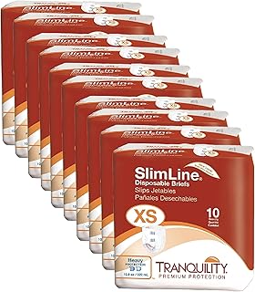 Slimline Original Adult Disposable Brief, Adult X-Small, Incontinence Care with a Slimmer Fit, Peach Mat Core & Kufguard Technology for Max Comfort, Latex-Free, 10.9oz Capacity, 100ct Case