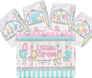 Adult Printed Diaper 10 Pieces - Little Circus (Large 36"-46")