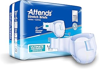 Stretch Adult Incontinence Disposable Briefs, Large/X-Large, 40"-70" Waist with SecureGrip Tab Closure, Ultimate Absorbency with Dry-Lock Containment Core and Breathable Side Panels, 24ct Bag