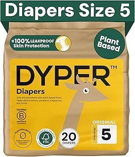 Baby DiapersSize 5 (20 Count) - Plant Based Disposable Diapers for Day and Overnight Premium Leak Protection, Skin-Friendly Comfort with SoftSize 5 Diapers (>27 lb)