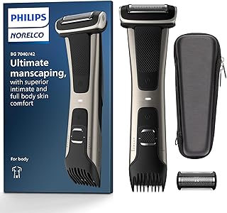 Philips Bodygroom 7000 Series, Showerproof Groin and Body Trimmer for Men, Precise Body Grooming, Adjustable Comb, Safe Even Below The Belt, 80 Min. Runtime, Model BG7040/42