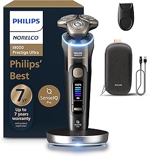 Sponsored Ad - Philips Norelco Shaver i9000 Prestige Ultra, Wet & Dry Electric Shaver, Black Gradient, SenseIQ Pro Technology, Triple Lift & Cut System, 360 Rotating NanoTech Precision Blades, 5 Modes
