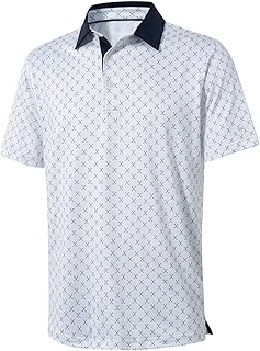 Sponsored Ad - Mens Golf Shirts Short Sleeve Moisture Wicking Dry Fit Print Performance Athletic Casual Golf Polo Shirts for Men