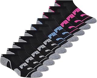 Women's Sports No-Show Socks, 5-9.5 Shoe Size, Black, 10 Pairs