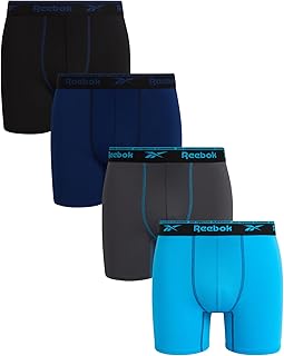 Mens Boxer Briefs - 4 Pack Stretch Performance Moisture Wicking Mens Underwear Boxers with Contour Pouch (Sizes: S-XL)